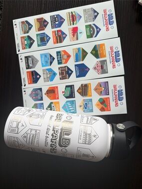 MLB Ballparks bucket list Water Bottle - White - wondery outdoors 32 oz -BNWT